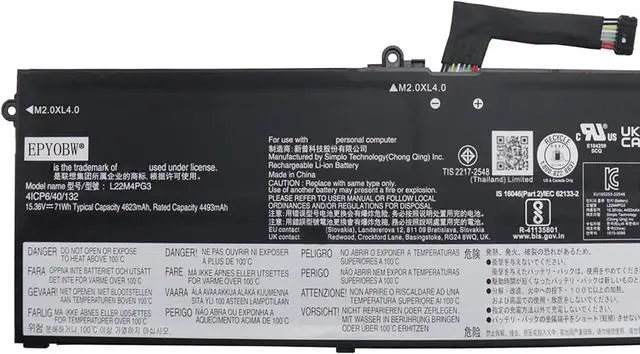 Alt view image 2 of 4 - L22M4PG3 Laptop Battery 71Wh 4-Cell Compatible with Lenovo ThinkBook 16+ 2023 Ryzen Edition AMD R7-7840H / ThinkBook 16 G5 / ThinkBook 16+ 2023 Series L22L4PG3