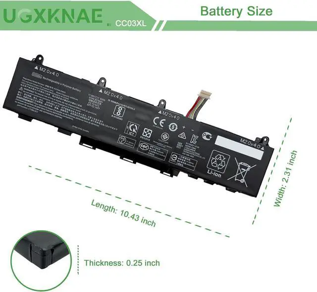 Alt view image 7 of 7 - CC03XL 53Wh Laptop Battery Replacement for HP ZBook Firefly 14 G8 G7 Probook 635 EliteBook 830 835 840 845 G7 G8 Aero G7 G8 Series HSTNN-DB9Q L78555-005 L77608-2C1 L77608-421 CC03053XL-PL