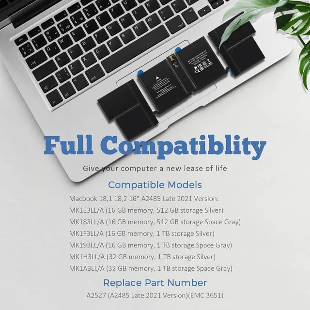 Alt view image 5 of 7 - TREE.NB A2485 A2527 Laptop Battery for Apple MacBook Pro 16 inch A2485 (Late 2021) EMC3651, EMC3651 MK1E3LL/A MK183LL/A MK1F3LL/A MK193LL/A MK1H3LL/A MK1A3LL/A