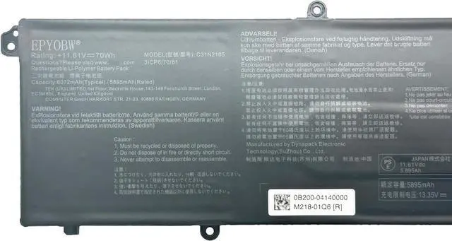 Alt view image 3 of 6 - C31N2105 Laptop Battery 70Wh Compatible with ASUS VivoBook 15X OLED X1503ZA / VivoBook S 16X M5602QA S5602ZA K6602HE M6500QF F1603ZA S1503QA S3502ZA S5402ZA S5602ZA Series 0B200-04140000