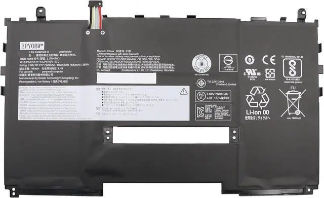 Main image of L17M4PH3 Laptop Battery 60Wh 7920mAh 4-Cell 7.68V Compatible with Lenovo Yoga C630-13Q50 81JL Series L17C4PH3