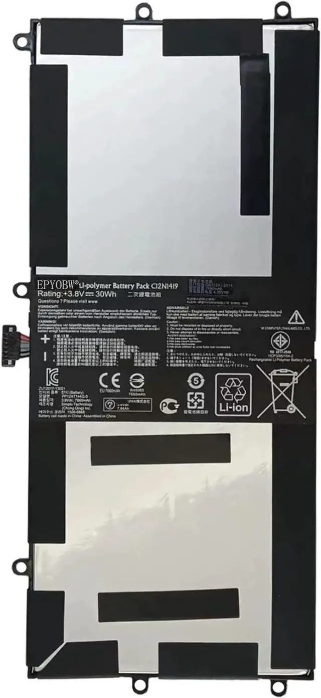 Main image of C12N1419 Laptop Battery 30Wh 7660mAh 2-Cell 3.8V Compatible with Asus Transformer Book T100 CHI Series C12PMCH