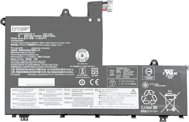 Main image of L19M3PF0 Laptop Battery 36Wh Compatible with Lenovo ThinkBook 14-IML 14-IIL/ThinkBook 15-IML 15-IIL Series L19D3PF0 L19C3PF0 L19M3PF9 L19L3PF8 L19M3PF1 L19L3PF1 L19M3PF2 L19D3PF2 L19C3PF9