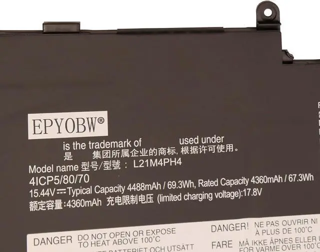 Alt view image 2 of 4 - L21M4PH4 Laptop Battery 69.3Wh 4488mAh 4-Cell 15.44V Compatible with Lenovo ThinkBook Plus G3 IAP 21EL Series 5B11H10608 L21D4PH4