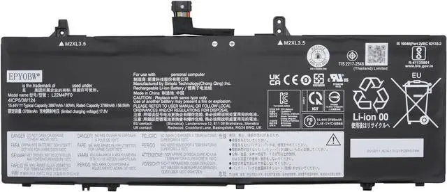 Main image of L22M4PF0 Laptop Battery 60Wh 3887mAh 15.44V Compatible with Lenovo Yoga Slim 6-14IAP8 6-14IRP8 6-14APU8 6-14IRH8 / Slim 7-14IRP8 Series L22M4PF1 L22D4PF1 L22C4PF0 L22C4PF1 L22D4PF0