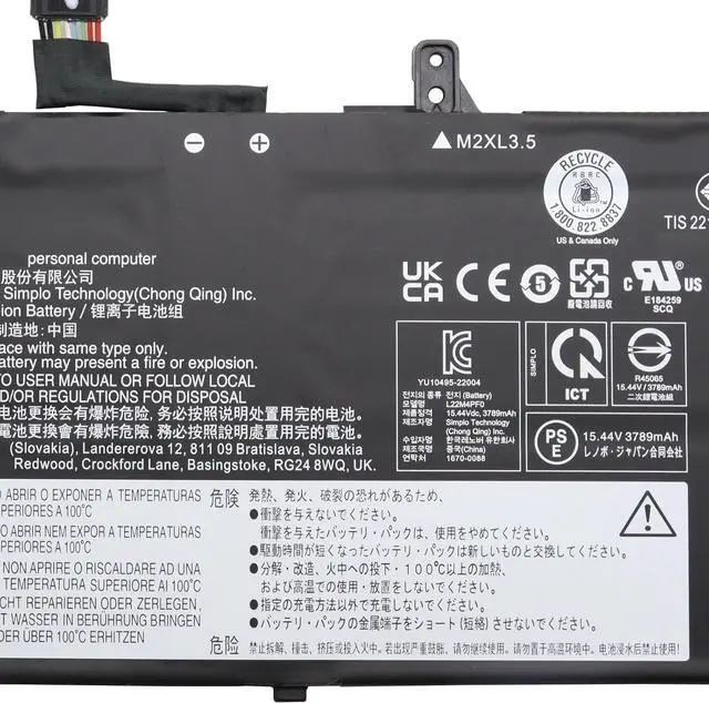 Alt view image 3 of 4 - L22M4PF0 Laptop Battery 60Wh 3887mAh 15.44V Compatible with Lenovo Yoga Slim 6-14IAP8 6-14IRP8 6-14APU8 6-14IRH8 / Slim 7-14IRP8 Series L22M4PF1 L22D4PF1 L22C4PF0 L22C4PF1 L22D4PF0