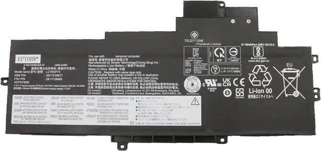 Main image of L21M3P74 Laptop Battery 49.57Wh 4270mAh 3-Cell 11.61V Compatible with Lenovo ThinkPad X1 Nano Gen 2 21E8 21E9 / ThinkPad X1 Nano Gen 3 21K1 21K2 Series L21D3P70 L21C3P74