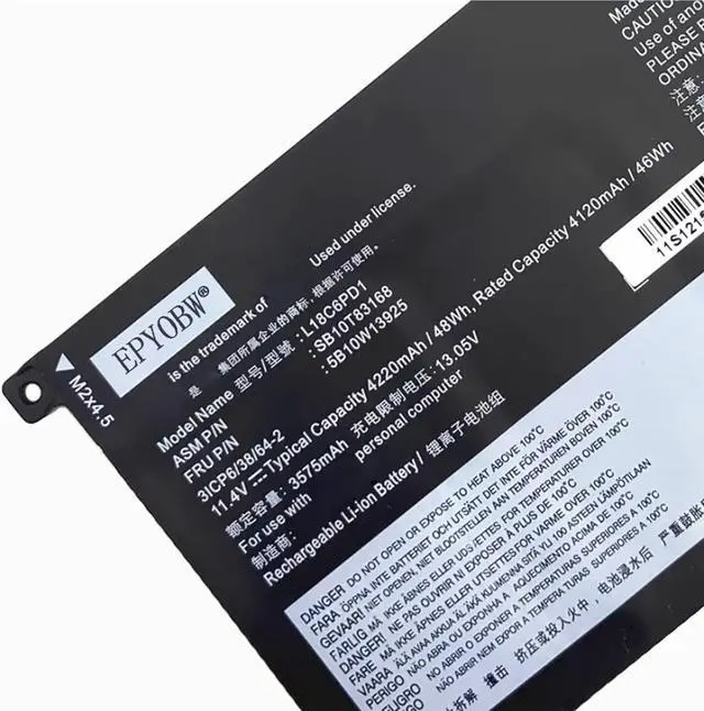 Alt view image 2 of 5 - L18C6PD1 Laptop Battery 48Wh Compatible with Lenovo ThinkPad X390 X395 X13 Series L18D6PD1 L18M6PD2 L18M6PD1 SB10T83168 5B10W13925 SB10K97657 SB10W51942 5B10W51843 SB10T83169 SB10T83167