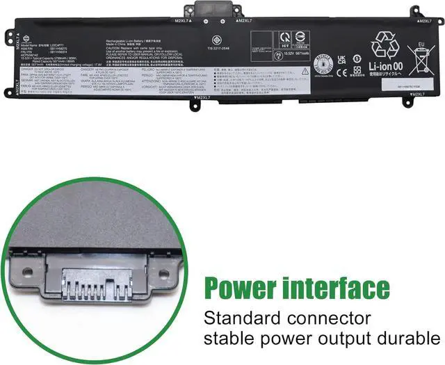 Alt view image 3 of 6 - L22C4P71 Laptop Battery Replacement for Lenovo ThinkPad P16v Gen 1 2023 Gen 2 2024 Series Notebook SB11H56275 5B11H56374 L22M4P71 SB11H56274 5B11H56373 Black 15.52V 90Wh 5799mAh
