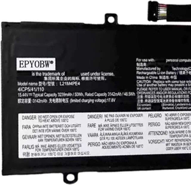 Alt view image 2 of 4 - L21M4PE4 Laptop Battery 50Wh 3239mAh 4-Cell 15.44V Compatible with Lenovo IdeaPad Duet 5-12IAU7 82TQ / 5-12IRU8 83B3 Series Notebook L21C4PE3 SB11F52562 5B11F52561 SB11F52559 5B11F52555