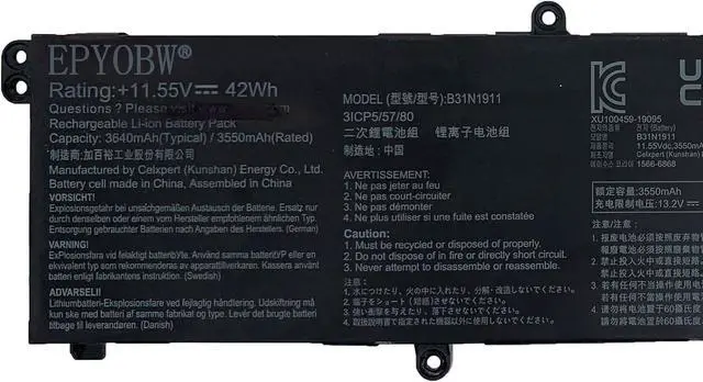 Alt view image 2 of 5 - B31N1911 Laptop Battery 42Wh Compatible with Asus VivoBook Flip 14 TM420IA / Vivobook Flip 14 TP470E TP470EA TP470EZ / VivoBook 14 M413 M413DA F413 K413 X413 Series C31N1911 0B200-03580000