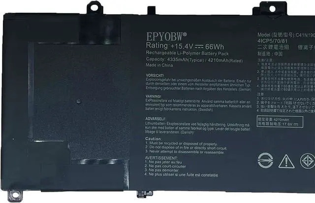 Alt view image 2 of 5 - C41N1903 Laptop Battery 66Wh 4335mAh 4-Cell 15.4V Compatible with Asus ExpertBook B9 B9450 B9450FA B9400CE-KC0166R B9450FA-LB0159R B9450FA-BM0160R B9450FA-BM0161R Series 0B200-03560100