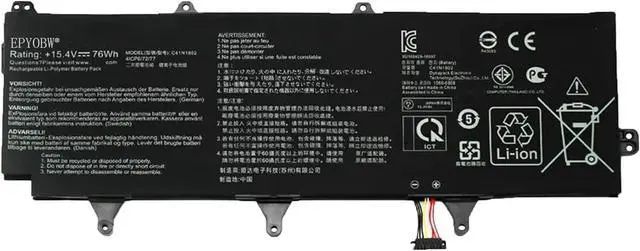 Main image of C41N1802 Laptop Battery 76Wh Compatible with Asus ROG Zephyrus S GX701 GX701G / ROG Zephyrus S GX701GX GX701GVR GX701GXR GX701GXH GX701GW GX735GW GX735GX GX735GXR Series 0B200-03140100