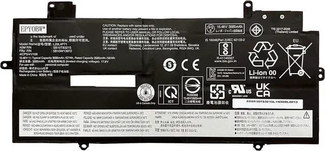 Main image of L20L4P71 Laptop Battery 57Wh 4-Cell Compatible with Lenovo ThinkPad X1 Carbon 9th Gen 10th Gen 11th Gen/ThinkPad X1 Yoga 6th Gen 7th Gen 8th Gen Series L20M4P71 L20C4P71 L20D4P71