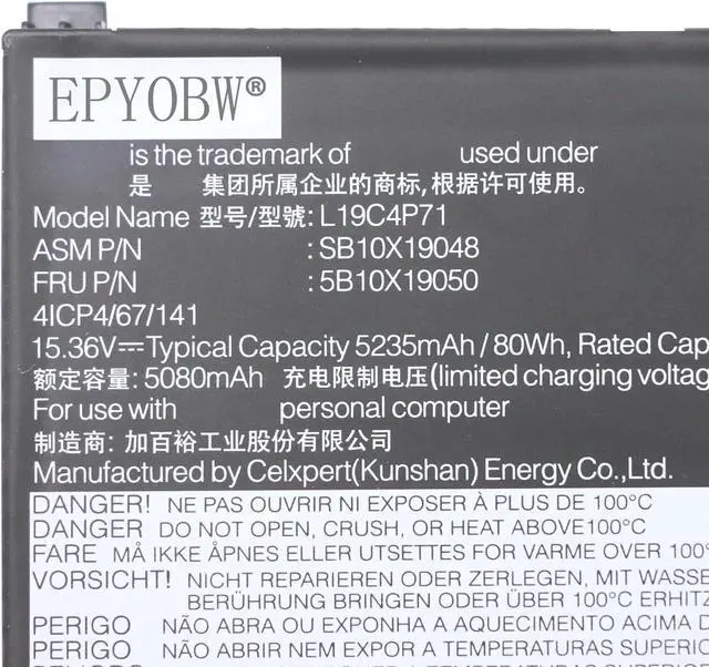 Alt view image 2 of 4 - L19C4P71 Laptop Battery 80Wh 5235mAh 4-Cell 15.36V Compatible with Lenovo ThinkPad P1 3rd Gen 20TJ 20TH / ThinkPad X1 Extreme 3rd Gen 20TL 20TK Series L19M4P71