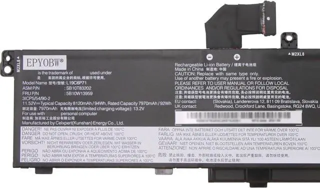 Alt view image 2 of 4 - L19C6P71 Laptop Battery 94Wh 8120mAh 6-Cell Compatible with Lenovo ThinkPad P15 1st Gen 20ST 20SU / ThinkPad P17 1st Gen 20SN 20SQ / ThinkPad T15G 1st Gen 20UR 20US Series L19L6P71