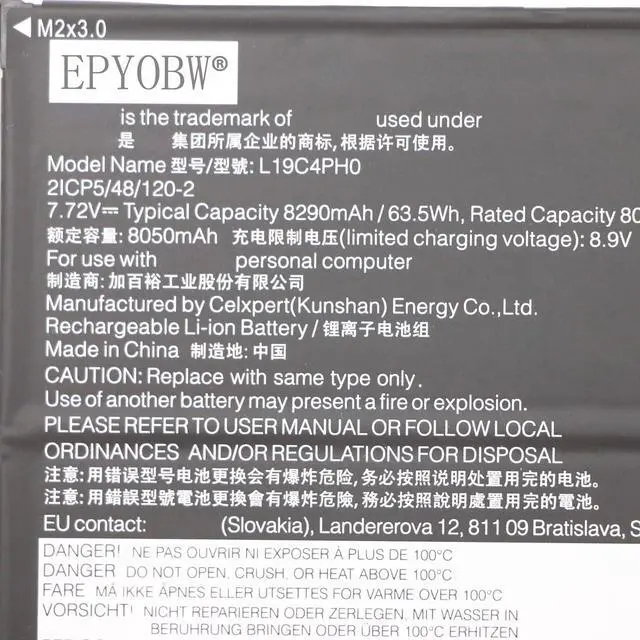 Alt view image 2 of 4 - L19C4PH0 Laptop Battery 63.5Wh 8290mAh 4-Cell 7.72V Compatible with Lenovo Ideapad Yoga Slim 9-14ITL05 82D1 / Ideapad Slim 9-14ITL05 82D2 Series L19M4PH0