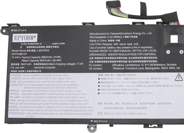 Alt view image 2 of 4 - L20C4PD2 Laptop Battery 61Wh 3950mAh 4-Cell 15.44V Compatible with Lenovo ThinkBook 14p G2 ACH 20YN Series L20D4PD2