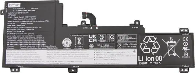 Main image of L20C4PE1 Laptop Battery 75Wh Compatible with Lenovo IdeaPad 5 Pro-16ACH6 / IdeaPad Creator 5-16ACH6 / IdeaPad Yoga Slim 7 Pro-16ACH6 / ThinkBook 16p NX ARH Series L20M4PE1 L20L4PE1