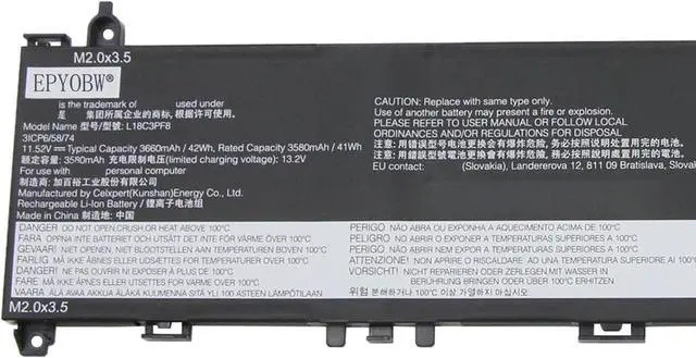 Alt view image 2 of 4 - L18C3PF8 Laptop Battery 42W 3660mAh 11.52V Compatible with Lenovo IdeaPad S340-13IML Series L18M3PFB L18L3PF7
