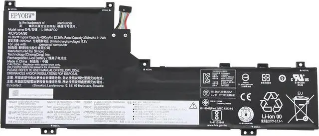 Main image of L19M4PD2 Laptop Battery 62Wh 4060mAh 4-Cell 15.36V Compatible with Lenovo IdeaPad Yoga S740-14IIL 81RM 81RS Series L19L4PD2