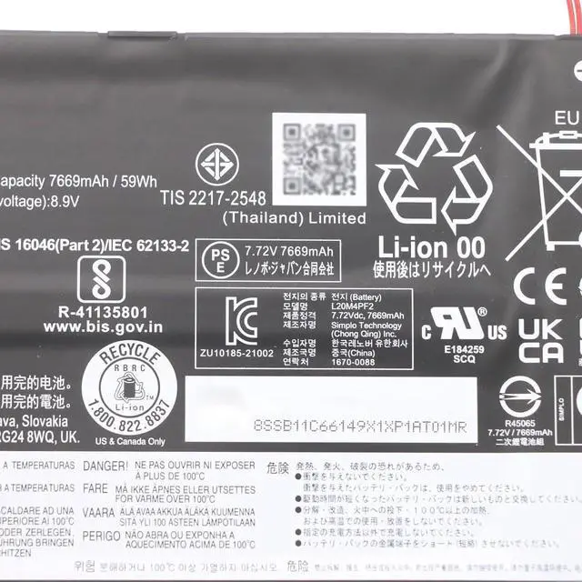 Alt view image 2 of 3 - L20M4PF2 Laptop Battery 61Wh 7900mAh 4-Cell 7.72V Compatible with Lenovo IdeaPad Yoga Slim 7 Carbon-14ACN06 / IdeaPad Slim 7 Carbon-14ACN06 Series L20D4PF2 L20C4PF2