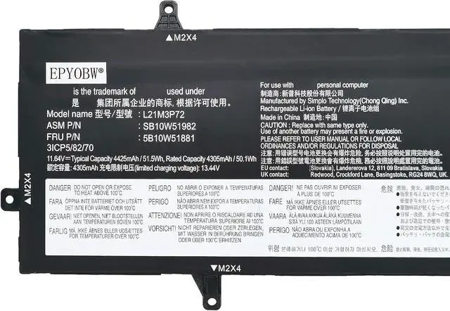 Alt view image 2 of 5 - L21M3P72 Laptop Battery 51.5Wh 4425Ah 3-Cell 11.64V Compatible with Lenovo ThinkPad Z13 Gen 1 / ThinkPad Z13 Gen 2 Series L21C3P72 L21B3P71
