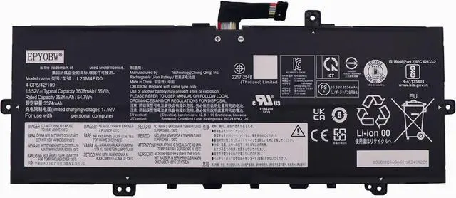Main image of L21M4PD0 Laptop Battery 56Wh 4-Cell Compatible with Lenovo ThinkBook 13s G4 ARB IAP/ThinkBook 13x G2 IAP/ThinkBook Plus G4 IRU Series SB11D96866 5B11D96864 L21B4PD0 L21C4PD0