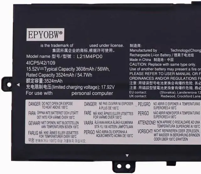 Alt view image 2 of 5 - L21M4PD0 Laptop Battery 56Wh 4-Cell Compatible with Lenovo ThinkBook 13s G4 ARB IAP/ThinkBook 13x G2 IAP/ThinkBook Plus G4 IRU Series SB11D96866 5B11D96864 L21B4PD0 L21C4PD0