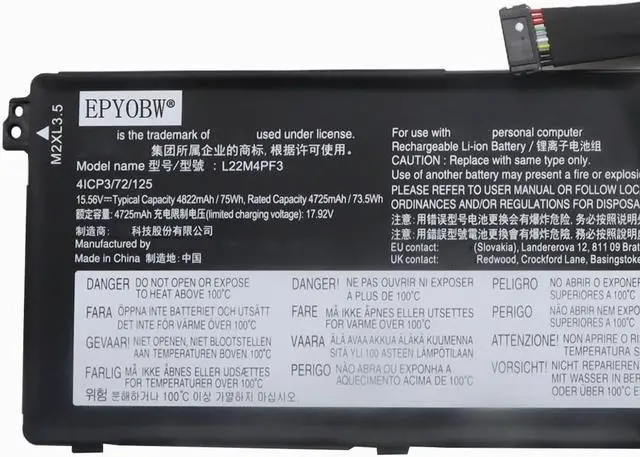 Alt view image 2 of 5 - L22M4PF3 Laptop Battery 75Wh Compatible with Lenovo IdeaPad Pro 5-14IRH8 5-14ARP8 Series L22D4PF3 L22B4PF3 L22X4PF3 SB11K24756 5B11K24757 SB11K24762 5B11K24755 SB11K24770 5B11K24761 SB11K24771