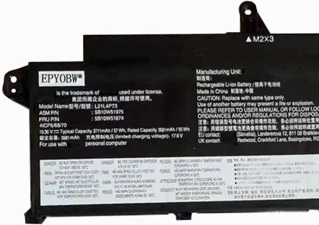 Alt view image 2 of 5 - L21L4P73 Laptop Battery 57Wh 3711mAh 4-Cell 15.36V Compatible with Lenovo ThinkPad T14s Gen 3 / ThinkPad T14s Gen 4 Series L21M4P75 L21B4P71 L21D4P74