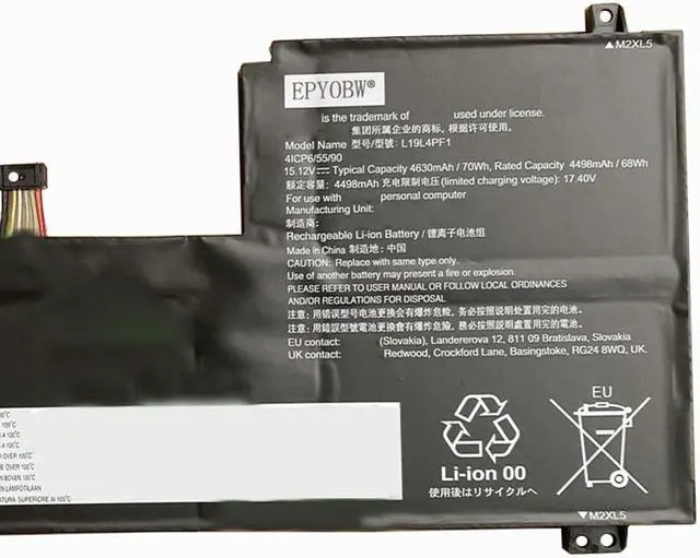 Alt view image 3 of 6 - L19L4PF1 Laptop Battery 70Wh 4-Cell Compatible with Lenovo Ideapad 5-15IIL05 5-15ARE05 5-15ITL05 5-15ALC05 Series L19C4PF1 L19M4PF1