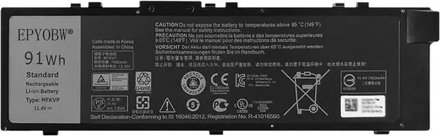Main image of MFKVP Laptop Battery 91Wh 7950mAh 6-Cell 11.4V Compatible with Dell Precision 7510 7520 7710 7720 M7710 M7510 Series 0FNY7 1G9VM 451-BBSB 451-BBSE 451-BBSF GR5D3 M28DH RDYCT T05W1 TO5W1