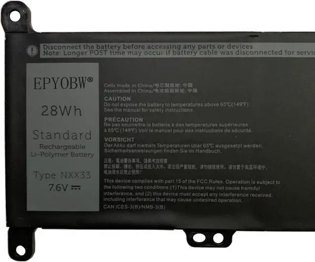 Alt view image 2 of 3 - NXX33 Laptop Battery 28Wh 3500mAh 2-Cell 7.6V Compatible with Dell Inspiron 3195 2-in-1 Series 0020K1 MJMVV