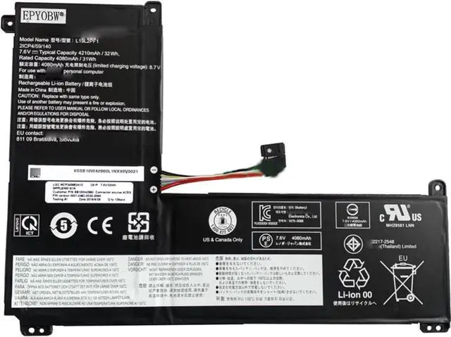 Main image of L19L2PF1 Laptop Battery 32Wh 4270mAh 2-Cell 7.6V Compatible with Lenovo IdeaPad 1-11IGL05 1-14IGL05 Series L19M2PF1 5B10W42963 SB10W42961 L19C2PF1 5B10W42959 SB10W42962 5B10W42964 SB10W42960