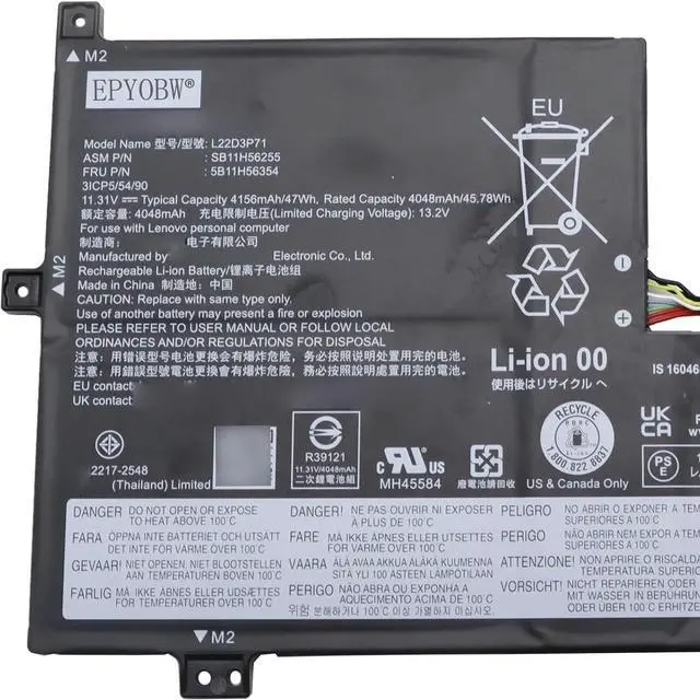 Alt view image 2 of 5 - L22D3P71 Laptop Battery 47Wh Compatible with Lenovo 100w Gen 4 / 500w Yoga Gen 4 / 300w Yoga Gen 4 Series L22M3P71 SB11H56253 5B11H56352 L22C3P71 SB11H56256 5B11H56355 SB11H56254 5B11H56353