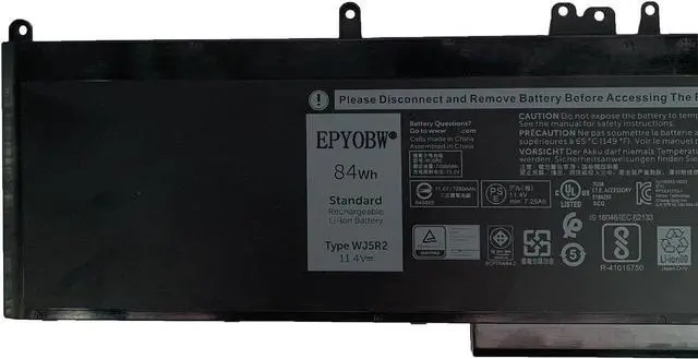 Alt view image 2 of 5 - WJ5R2 Laptop Battery 84Wh 7260mAh 11.4V Compatible with Dell Precision 3510 M3510 / Dell Latitude 5570 Series 4F5YV