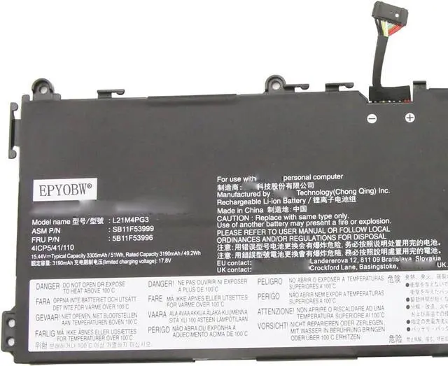Alt view image 2 of 4 - L21M4PG3 Laptop Battery 51Wh 3305mAh 4-cel 15.44V Compatible with Lenovo 13w Yoga Gen 2 82YR 82YS / 13w Yoga 82S1 82S2 Series 5B11F53996 SB11F53999 L21D4PG3 5B11F54001 SB11F54002