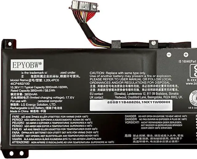 Alt view image 3 of 5 - L20L4PC0 Laptop Battery 60Wh 4-Cell Compatible with Lenovo Legion 5-15ITH6H 5-15ITH6 5-15ACH6H 5-15ACH6 5-15ACH6A / ideapad Gaming 3-15ACH6 3-15IHU6 Series L20C4PC0 L20M4PC0 L20D4PC0