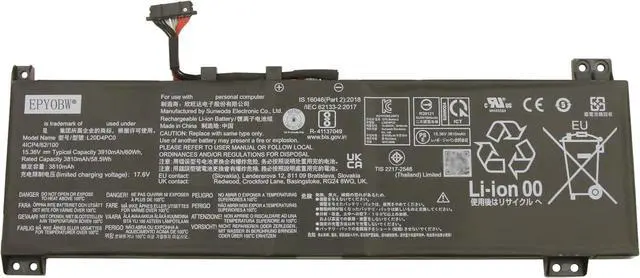 Main image of L20D4PC0 Laptop Battery 60Wh 4-Cell Compatible with Lenovo Legion 5-15ITH6H 5-15ITH6 5-15ACH6H 5-15ACH6 5-15ACH6A / ideapad Gaming 3-15ACH6 3-15IHU6 Series L20C4PC0 L20L4PC0 L20M4PC0