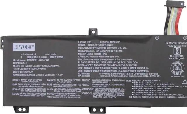 Alt view image 3 of 5 - L20D4PC1 Laptop Battery 80Wh Compatible with Lenovo Legion 5 Pro-16ITH6H Pro-16ITH6 / Legion 5-15ITH6H 5-15ITH6 5-15ACH6H / Legion 7-16ITHg6 7-16ACHg6 Series L20C4PC1 L20L4PC1 L20M4PC1