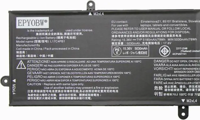 Alt view image 2 of 5 - L17C4PB1 Laptop Battery 79Wh 5185mAh 4-Cell 15.36V Compatible with Lenovo Ideapad 720S-15IKB 81AC / 720S Touch-15IKB 81CR Series Notebook L17M4PB1 5B10P35082 5B10P35083 5B10P35084