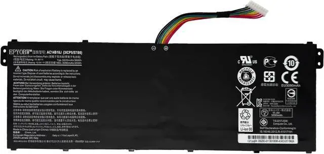 Main image of AC14B18J Laptop Battery 36Wh Compatible with Acer Chromebook CB3-111 CB5-311 C910 / Aspire V3-111 E3-111 / Spin 5 / Swift 3 / TravelMate X359 / Gateway NE512 Series AC14B8K AC14B13J AC14B3K