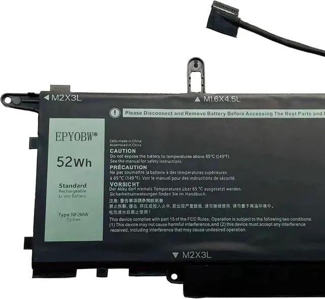 Alt view image 2 of 3 - NF2MW Laptop Battery 52Wh 6500mAh 4-Cell 7.6V Compatible with Dell Latitude 9410 / Latitude 7400 2-in-1 Series 7146W 085XM8 08W3YY 0C76H7 C76H7 G8F6M 0G8F6M 02K0CK DJ5GG P110G P110G001