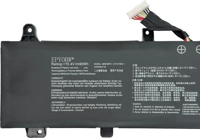 Alt view image 3 of 6 - C41N1906-1 Laptop Battery 90Wh Compatible with Asus TUF Gaming A15 FA506 A17 FA706 / TUF Gaming F15 FX506 / TUF Gaming A15 FA506QR 2021 Series 4ICP5/63/133 B0B200-03620000 0B200-03590000