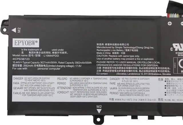 Alt view image 2 of 4 - L19M4PDD L19C4PDD Laptop Battery 56Wh 3627mAh 4-Cell 15.44V Compatible with Lenovo ThinkBook 13s G2 ITL/ThinkBook 13s G2 are/ThinkBook 13s G3 ACN/ThinkBook 14s G2 ITL Series L19D4PDD