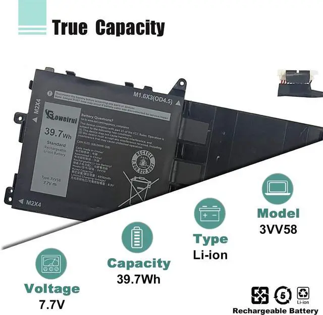 Alt view image 2 of 6 - 3VV58 GHJC5 Laptop Battery Compatible with Dell Latitude 9420 9430 Series Notebook GHJC5 3VV58 Battery 7.7V 39.7Wh
