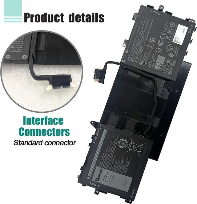 Alt view image 3 of 6 - 3VV58 GHJC5 Laptop Battery Compatible with Dell Latitude 9420 9430 Series Notebook GHJC5 3VV58 Battery 7.7V 39.7Wh