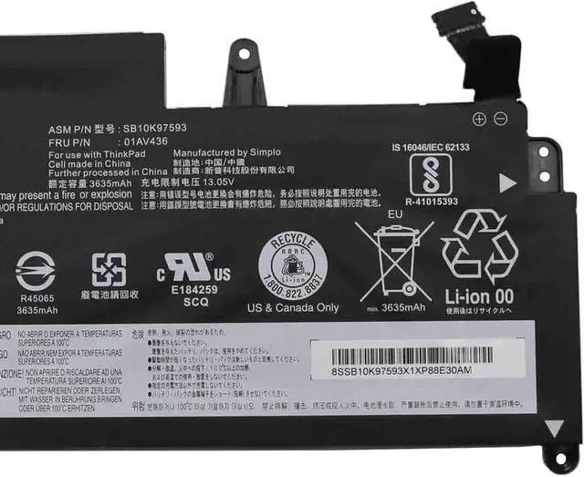Alt view image 3 of 4 - 01AV436 Battery 42Wh 3735mAh Replacement for Lenovo ThinkPad 13 Gen 2 20J1 20J2 Series SB10K97593 01AV437 SB10K97594 01AV435 SB10K97592 11.25V 3-Cell