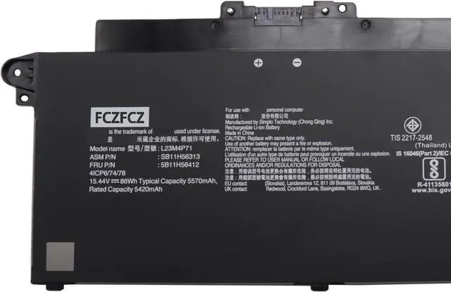 Alt view image 2 of 4 - L23M4P71 Battery 86Wh 5570mAh Replacement for Lenovo ThinkPad T16 Gen 3 21MN 21MQ Series SB11H56313 5B11H56412 L23C4P72 SB11H56312 5B11H56411 L23M4P70 SB11H56311 L23C4P71 SB11H56310 15.44V